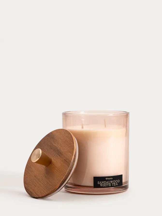 Świeca zapachowa WOODY BLEND Sandalwood White Tea 380 g