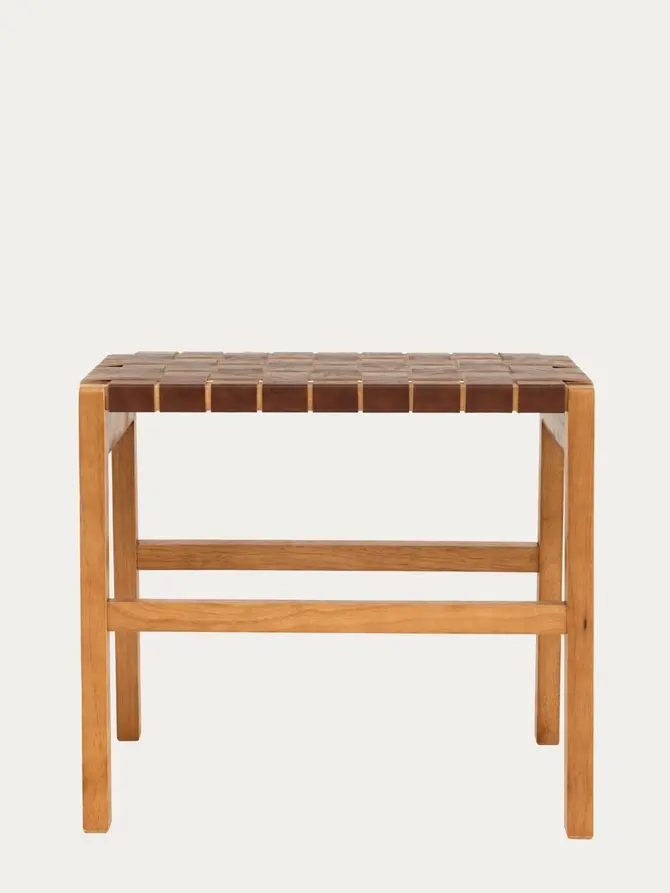 Taboret FUTURUM drewniany brązowy 50x35x45 cm