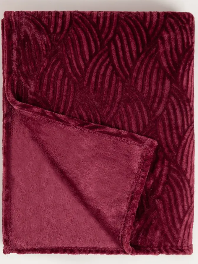 Koc EMBER burgundowy we wzór 150x200 CM