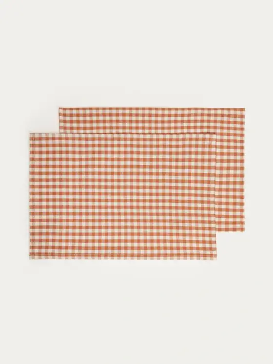 Maty stołowe MARAVILLA bawełniane w karmelową kratkę, zestaw 2 szt. 2*30x45