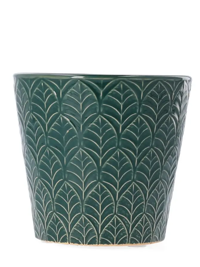 Osłonka na doniczkę SLANO ceramiczna zielona 13x13 cm