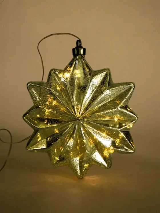 Dekoracja LED ILUMES szklana gwiazda stare złoto 21 cm