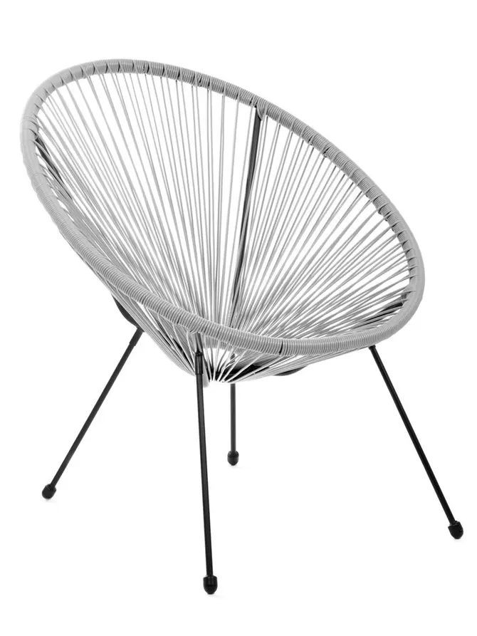 Fotel ACAPULCO z okrągłej linki technorattan jasnoszary 72x79x85 cm