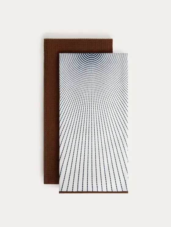 Zestaw ścierek kuchennych SALADO bawełnianych z niebieskim wzorem 2*45x65cm