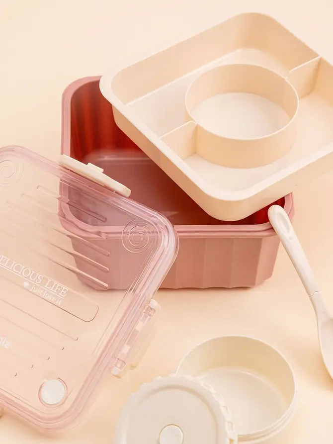 Lunchbox POPPIE z łyżeczką różowy 2,15 l