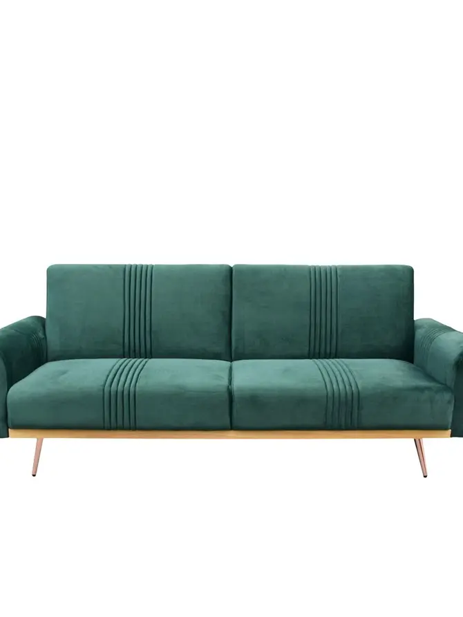 Sofa SAMTIGE 3-osobowa, z funkcją spania, welurowa zielona 212x84x86.5 cm