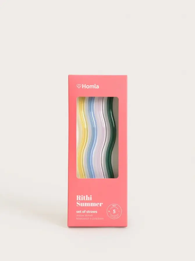 Zestaw słomek RITHI SUMMER kolorowych z czyścikiem 20 cm. 5 el.