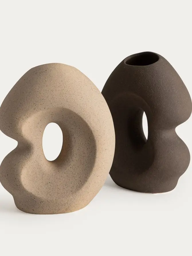Wazon BELLARO beżowy z otworem ceramiczny 18,5x10x23 cm