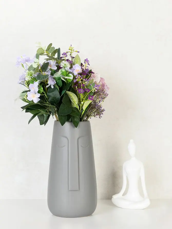 Wazon CERGY ceramiczny szary 13,5x26 cm