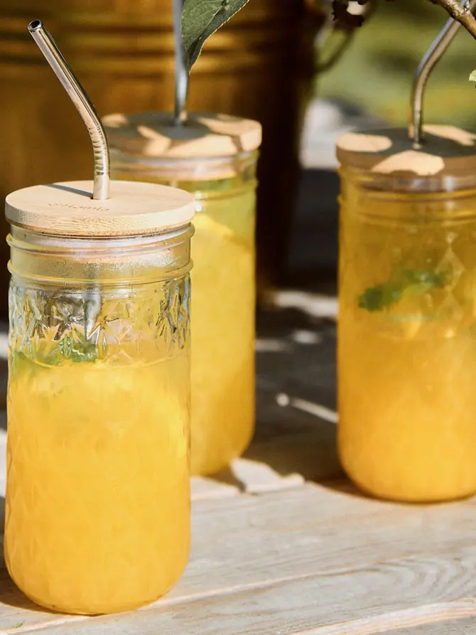 Szklanka JOCU SUMMER ze stalową słomką, 4 szt. 0,32 l