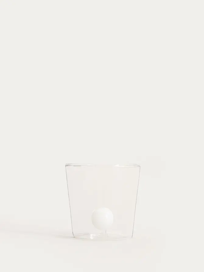 Szklanka PALLORA z białą kulką w środku 0,3 l