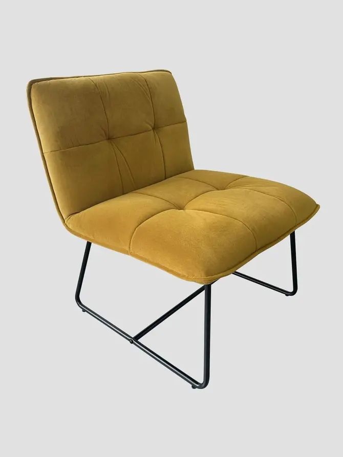 Fotel NELOX welurowy musztardowy 63x69x73 cm