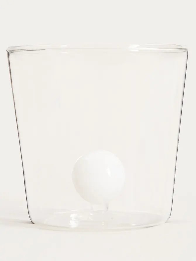 Szklanka PALLORA z białą kulką w środku 0,3 l