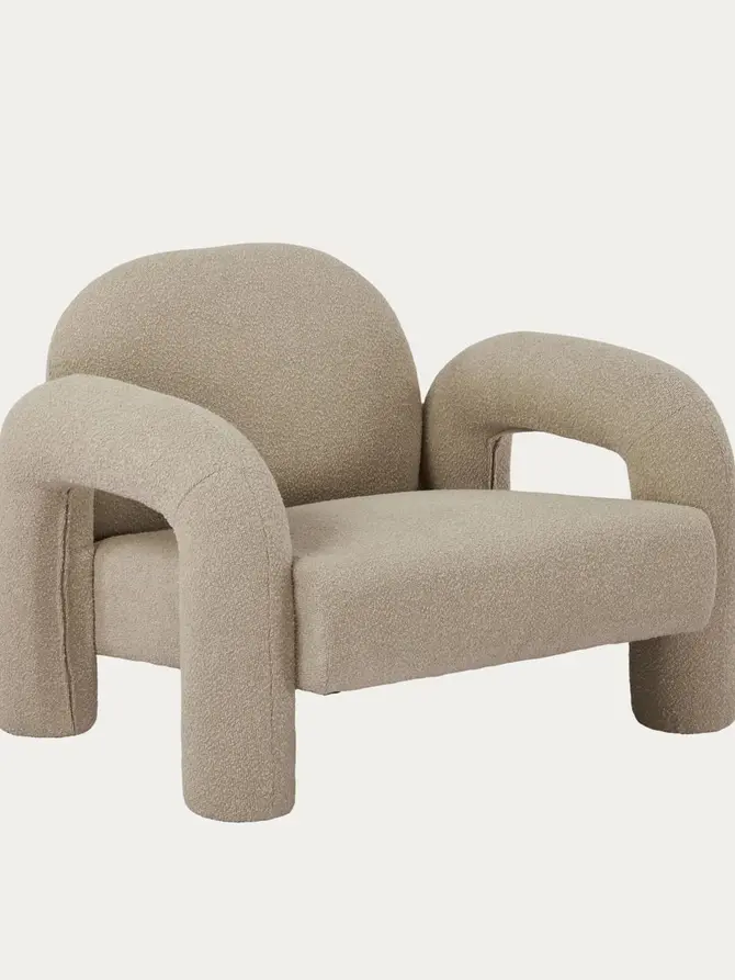 Fotel SEDIA beżowy w tkaninie TEDDY BOUCLÉ 95x88x70 cm
