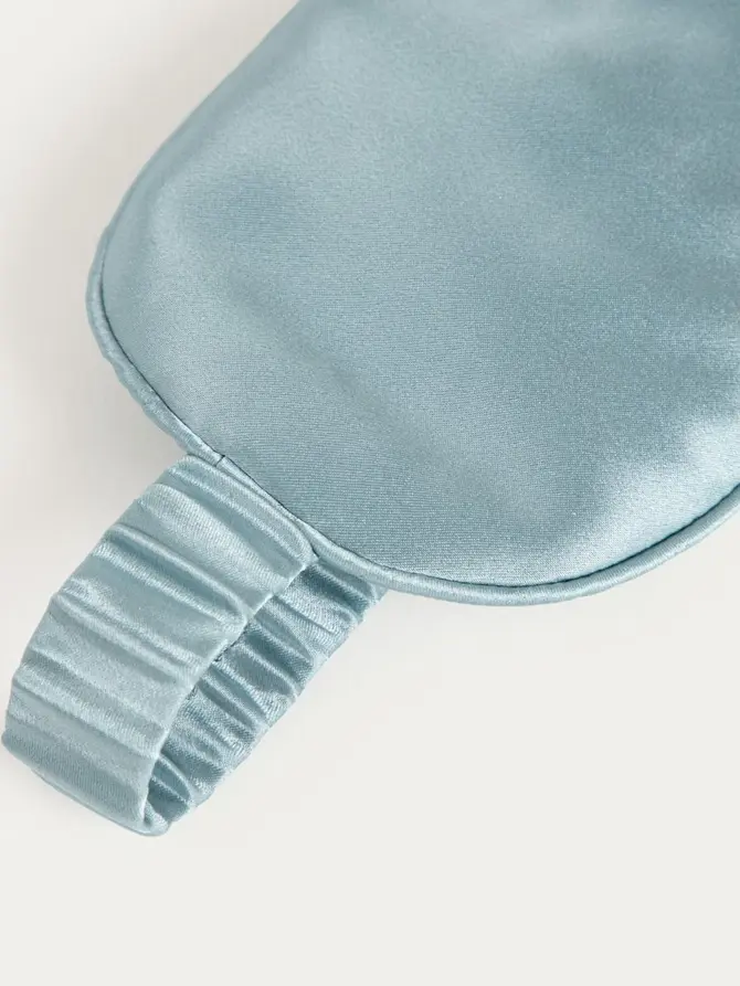 Maska na oczy i scrunchie MON PARIS z jedwabiu morwowego błękitne 2 szt.