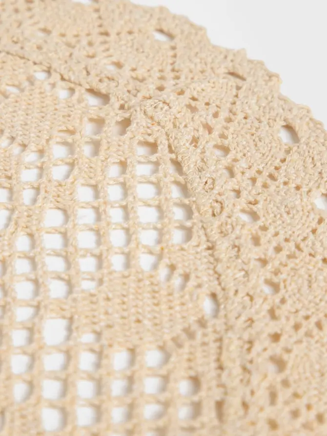 Serwetka okrągła CROCHET szydełkowa beżowa 35 cm