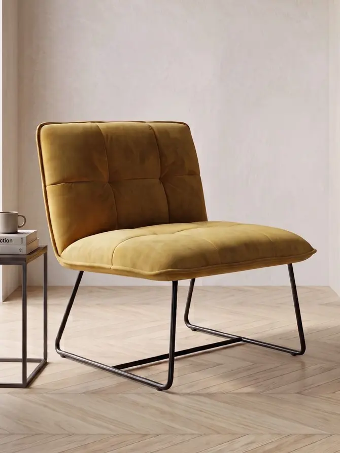 Fotel NELOX welurowy musztardowy 63x69x73 cm