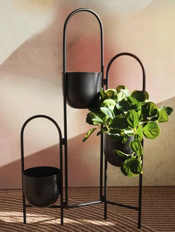 Kwietnik FLOERO metalowy czarny 49x14x80 cm