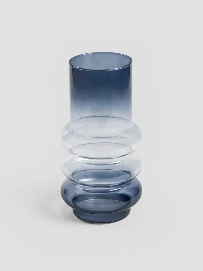Wazon CIRCLE szklany niebiesko-transparentny ombre 11x26cm