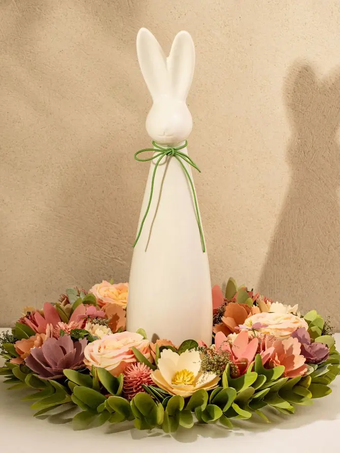 Figurka EDUARD królik porcelanowy biały 9x36 cm