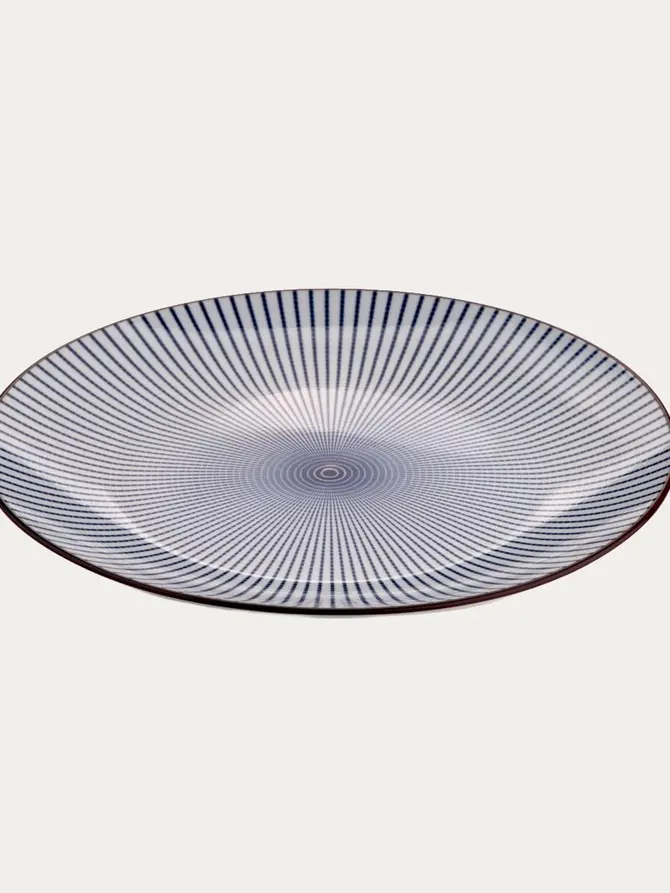 Talerz NAVIA obiadowy granatowy z brązową obwódką 27 cm