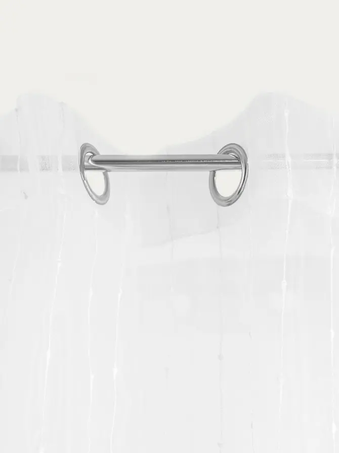 BIAŁA ŻAKARDOWA NA KOŁACH B2 ESSENTIALS JACQUARD, RINGS Firanka B2 ESSENTIALS BIAŁA ŻAKARDOWA NA KOŁACH