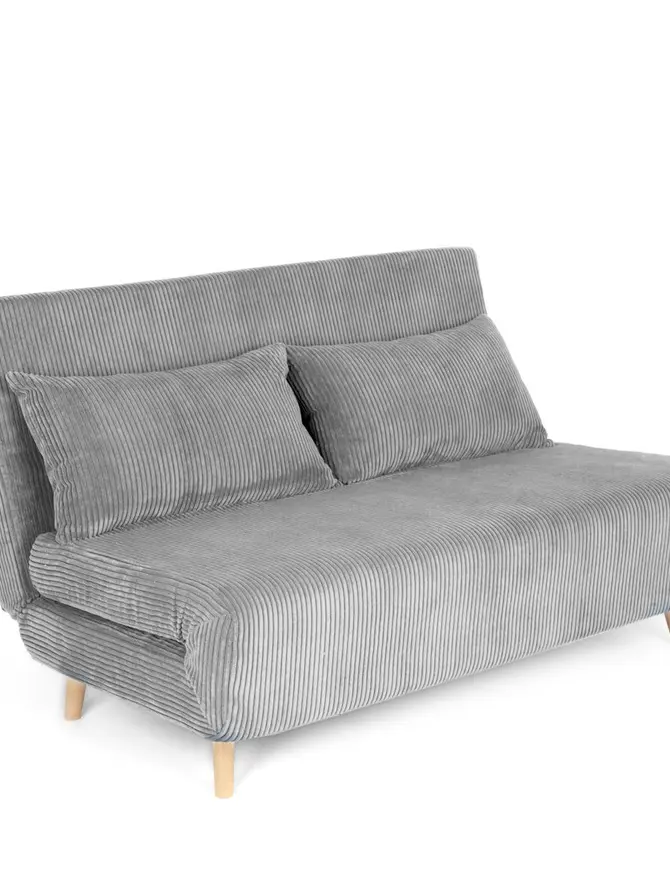Sofa SOLACE 2-osobowa, z funkcją spania sztruksowa szara 140x91x84 cm