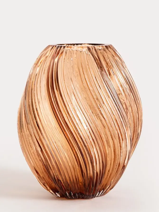 Wazon SWIRL szklany zakręcony beżowy 17x21 cm