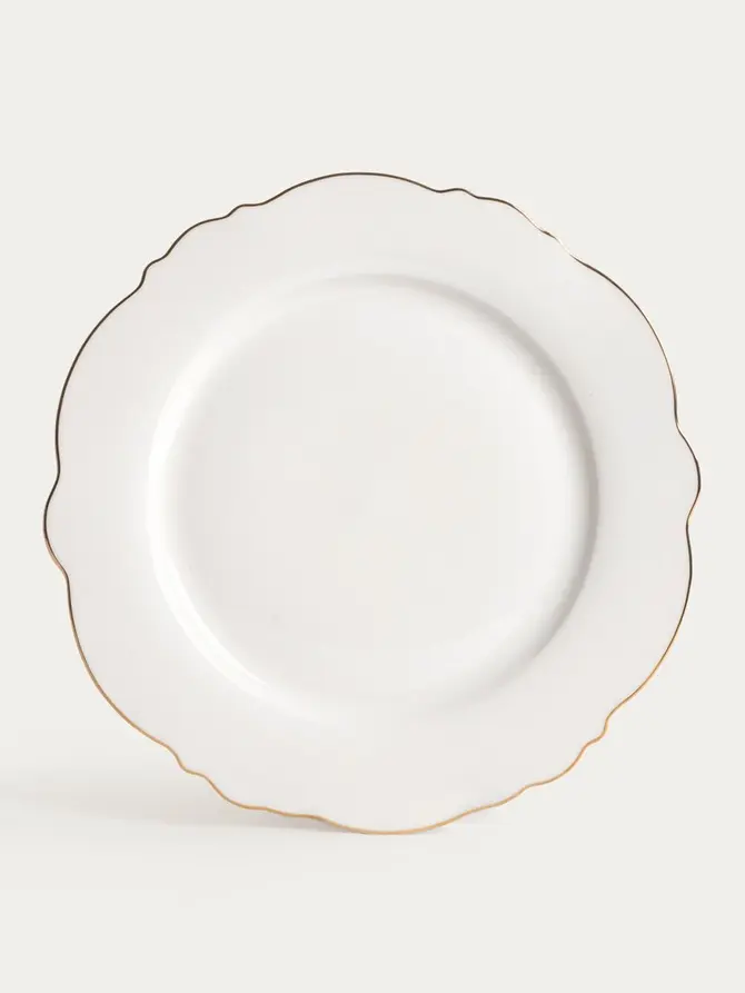 Talerz ELORIA porcelanowy obiadowy ze złotym rantem 27 cm