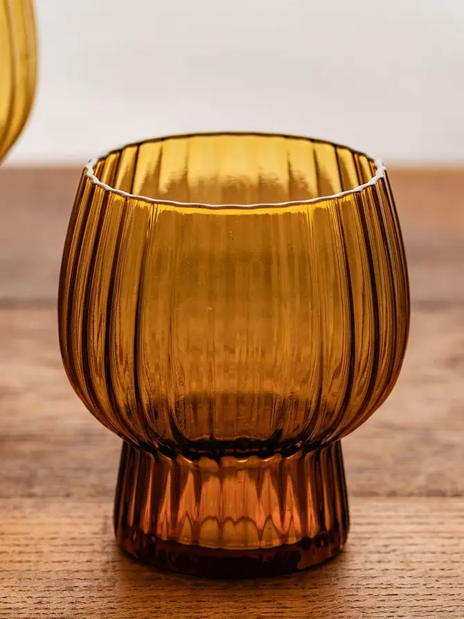 Szklanka AZERA ryflowana bursztynowa niska 0,4 l