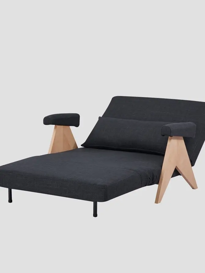 Sofa CALORE 1-osobowa, z funkcją spania ciemnoszara 117x90x82 cm