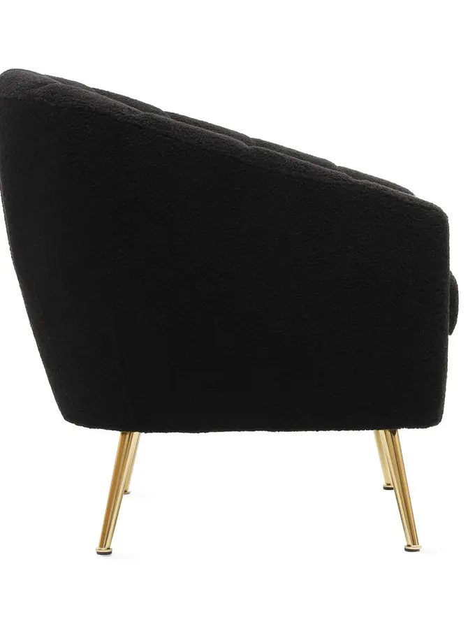 Fotel REIKA w tkaninie bouclé czarny 78x73x79 cm