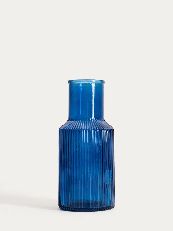 Wazon TOLLE szklany prążkowany granatowy 10x22 cm