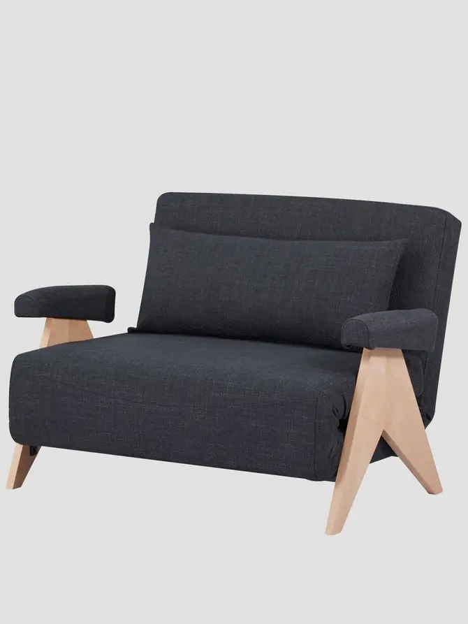 Sofa CALORE 1-osobowa, z funkcją spania ciemnoszara 117x90x82 cm