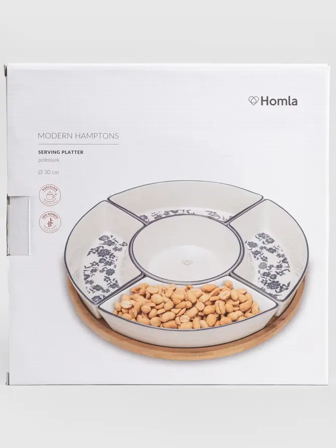 Półmisek MODERN HAMPTONS z miseczkami w listki 30cm