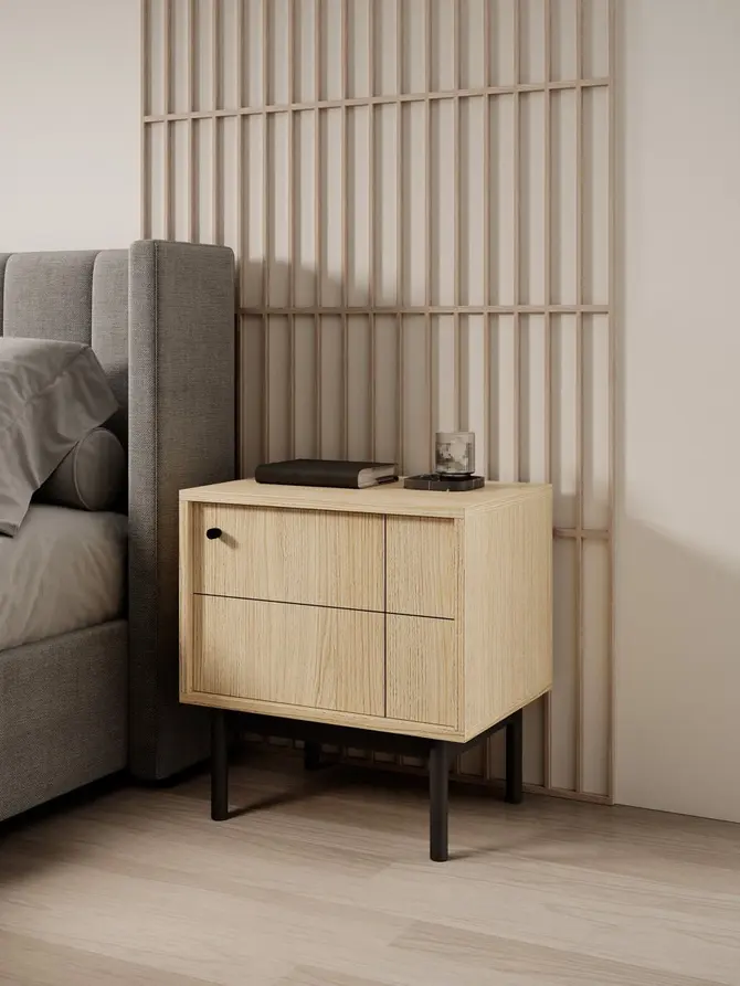 Szafka nocna JAPANDI w kolorze dąb artea 53,5x39x56,5 cm