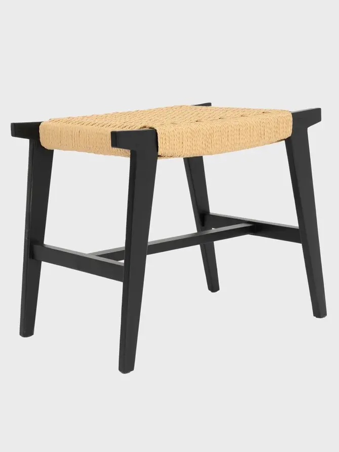 Taboret NOVUM drewniany dębowy czarny 52x34x42 cm