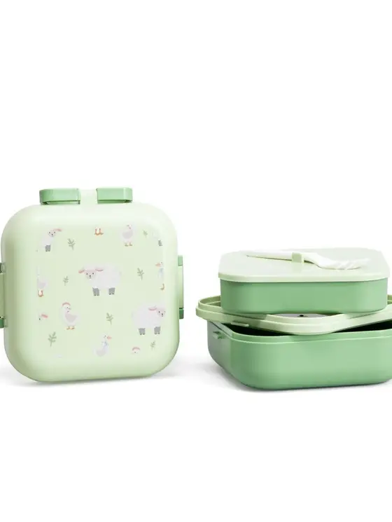 Lunchbox B2 PECORA zielony w owieczki 1150ml