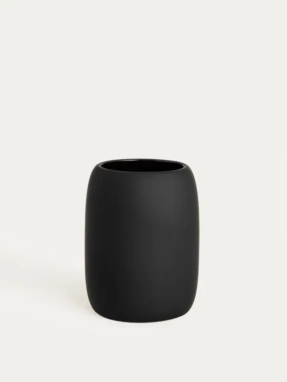 Kubek łazienkowy ALMERI ceramiczny czarny 8,5x11 cm