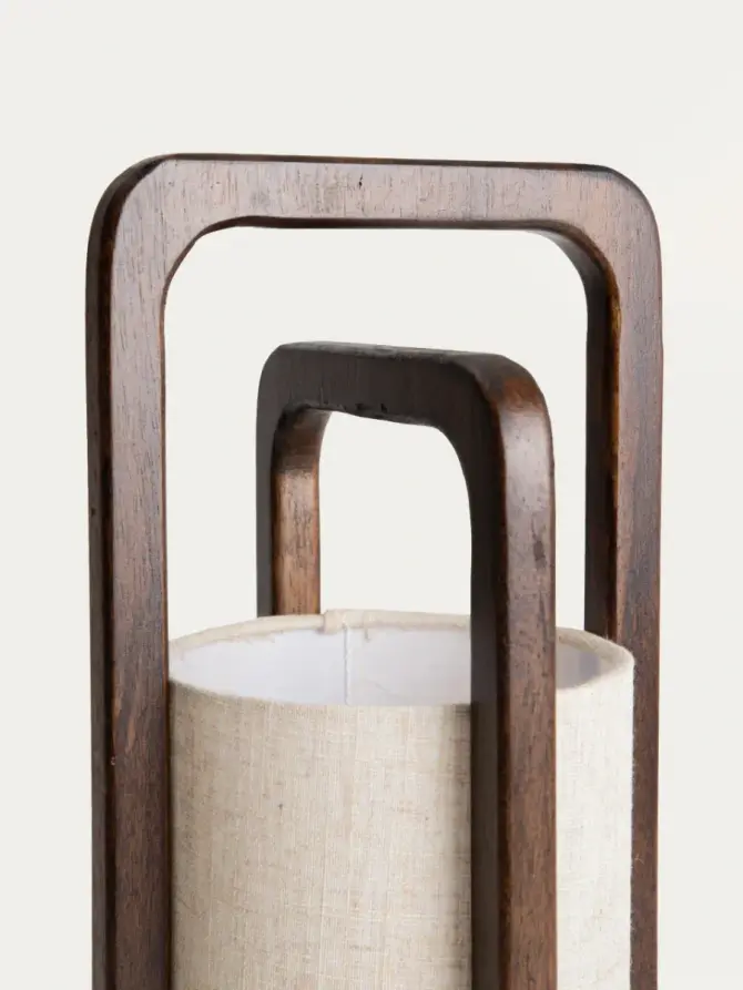 Lampka stołowa DIVINE drewniana w formie latarni 18,5x18,5x40,5 cm