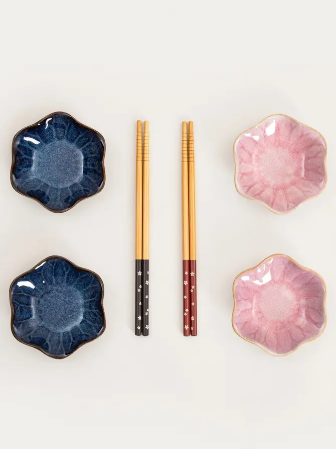 Zestaw SAKURA do sushi różowy w kształcie kwiatka 6 el.