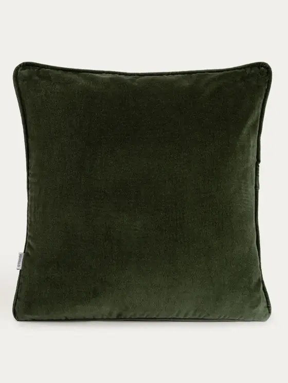 Poszewka FINA z bawełnianego aksamitu z dekoracyjną lamówką khaki 45x45 cm