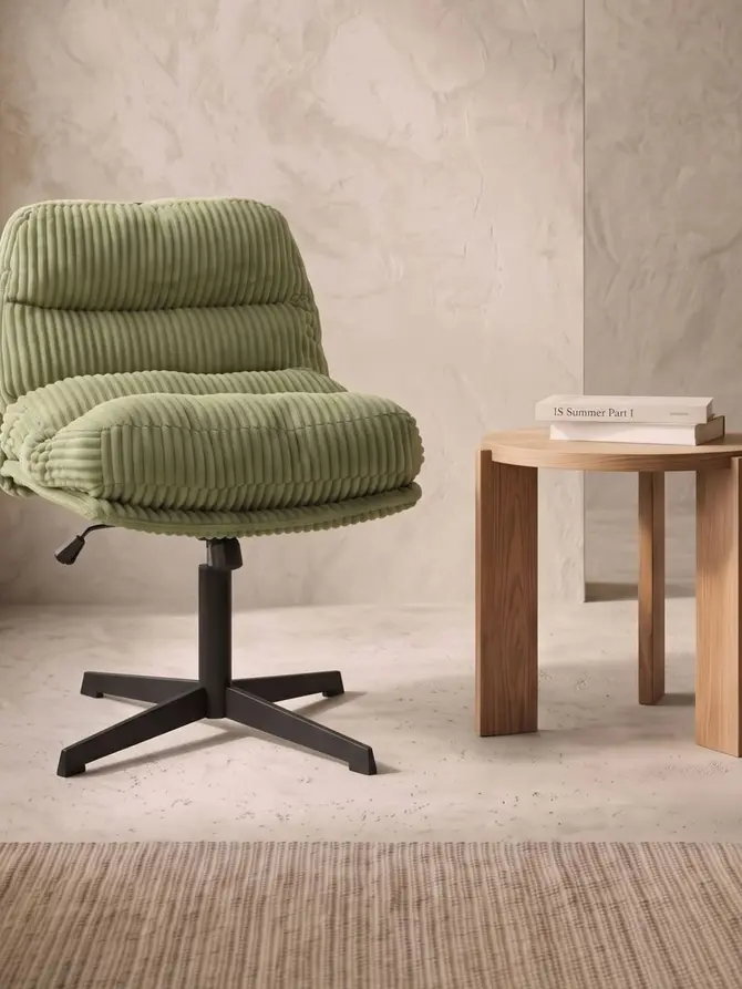 Fotel CORDIVO sztruksowy obrotowy oliwkowy 66x71x83 cm