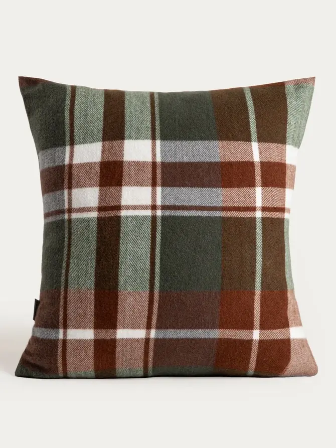 Poszewka MELROSE puszysta w kratę zielona 45x45 cm