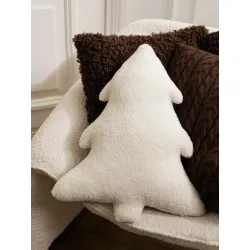 Poduszka PINEA biała boucle w kształcie choinki 37x11x54cm