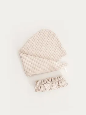 zestaw opaska i turban vaffel bezowe