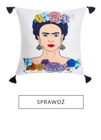 Poszewka FRIDA KAHLO z granatowymi frędzlami 45x45 cm