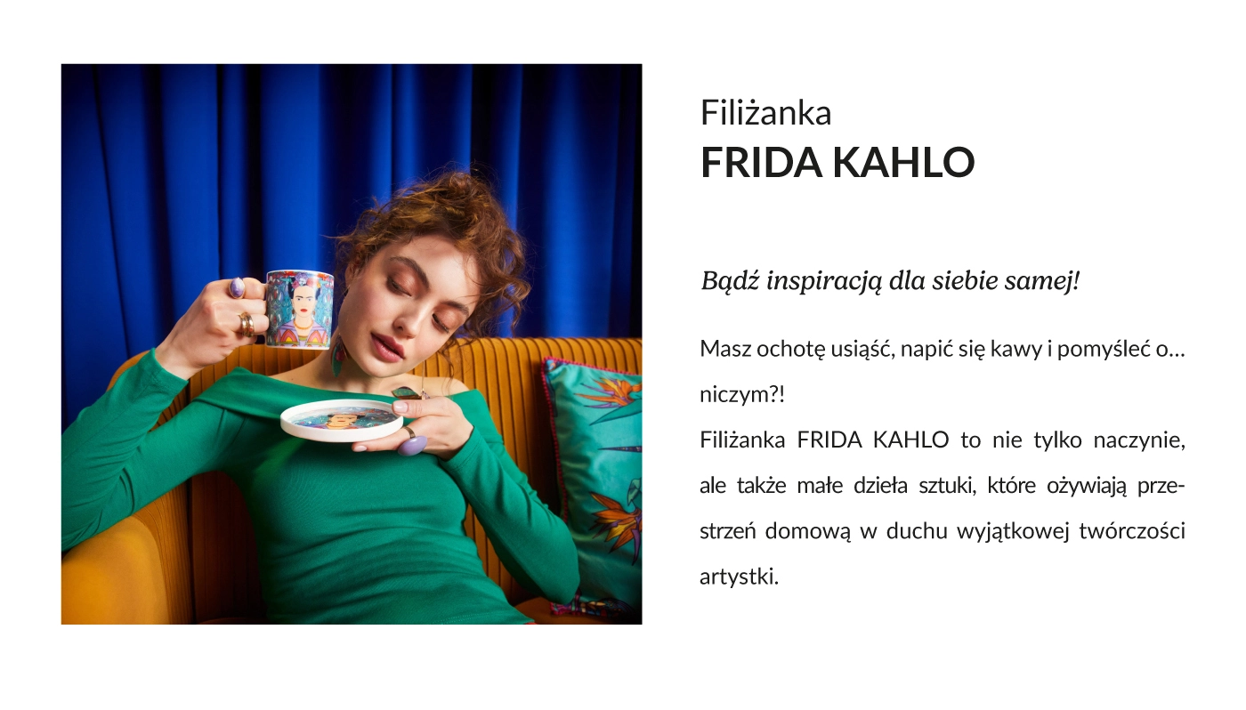 Filiżanka FRIDA KAHLO ze spodkiem turkusowa 0,2 l