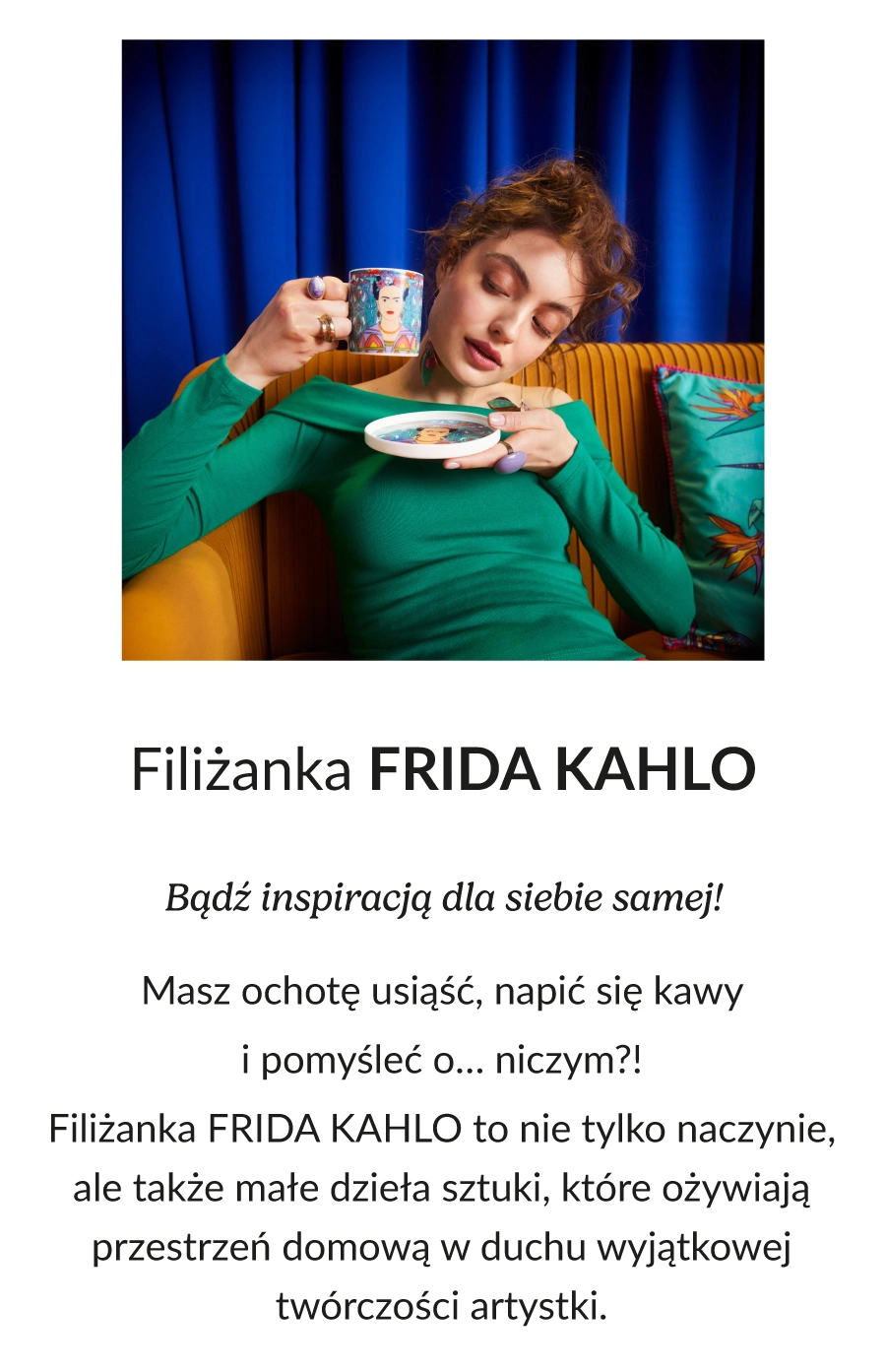 Filiżanka FRIDA KAHLO ze spodkiem turkusowa 0,2 l