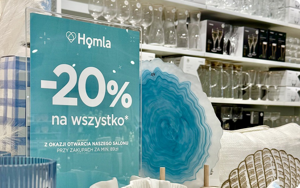 Campanie promoțională HOMLA în magazin cu materiale de discount